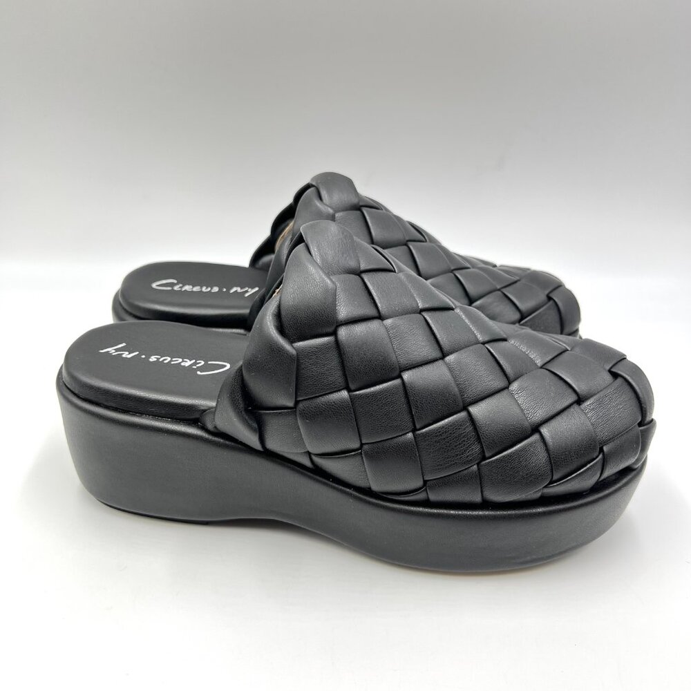 Circus NY Sam Edelman Womens 6.5 Julieta Black Woven Platform Mules Clogs Shoes